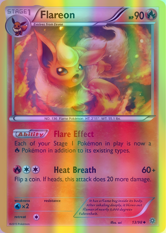 Flareon - 013/098 (AOR) Uncommon - Near Mint Reverse Holofoil