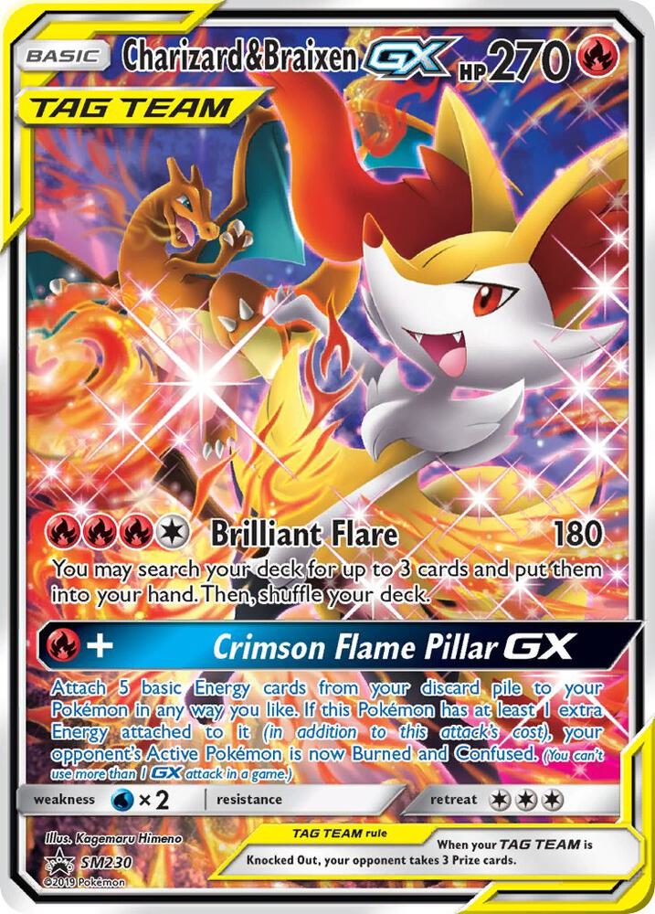 Charizard & Braixen GX - SM230 (SM:PR) Promo - Heavy Play Holofoil
