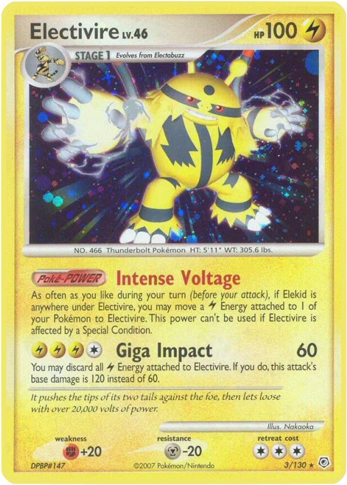 Electivire - 3/130 (DP) Holo Rare - Damaged Holofoil