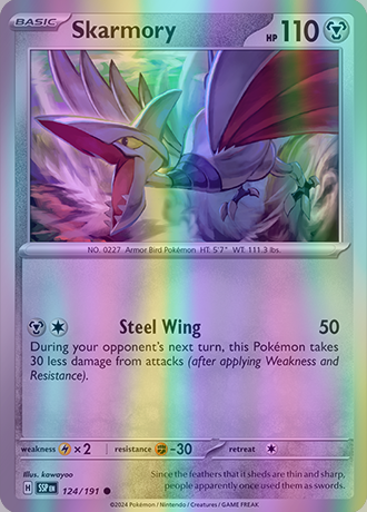 Skarmory - 124/191 (SSP) Common - Near Mint Reverse Holofoil