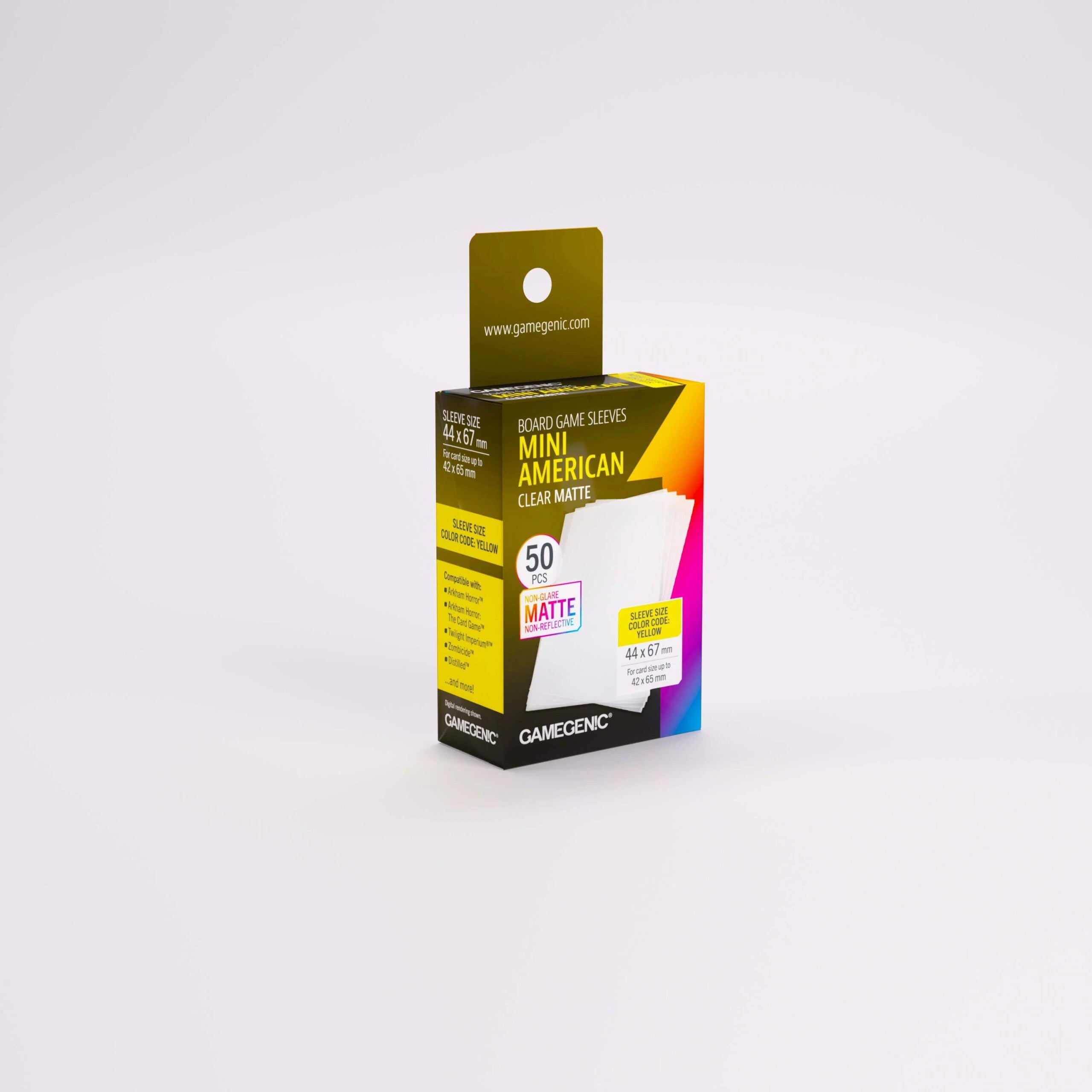GameGenic: Board Game Sleeves - Matte Clear: Mini American (Yellow 50ct)