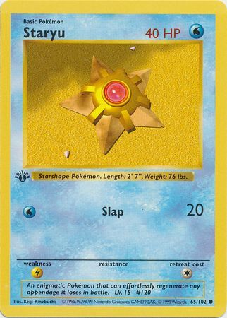 Staryu - 065/102 (BS) 1st Edition Common - Near Mint