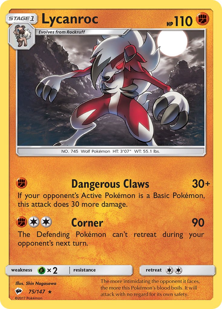 Lycanroc - 075/147 (SM:BUS) Holo Rare - Near Mint Holofoil