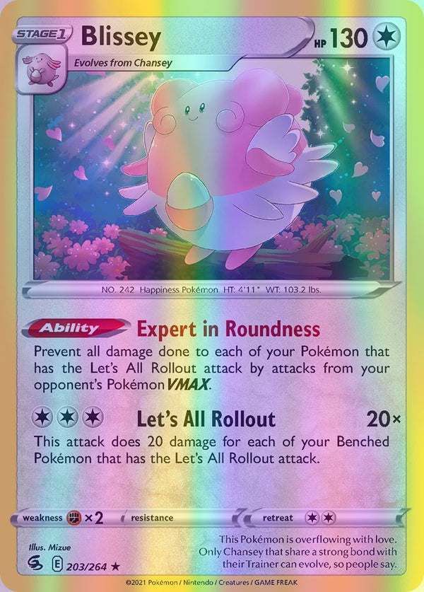 Blissey - 203/264 (SWSH08) Rare - Near Mint Reverse Holofoil