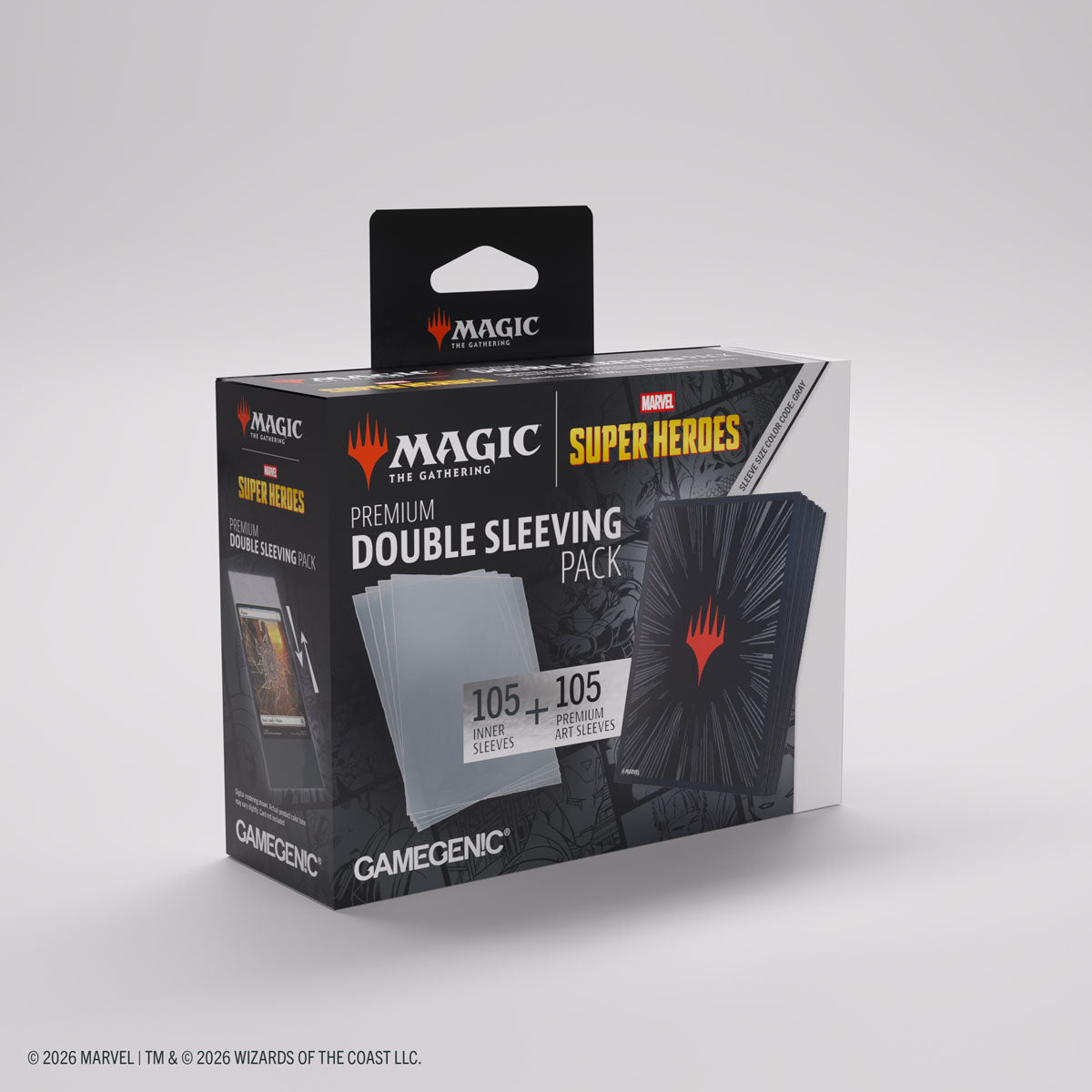 GameGenic: Premium Double Sleeving Pack - MTG: Marvel Super Heroes - Comic Burst Black
