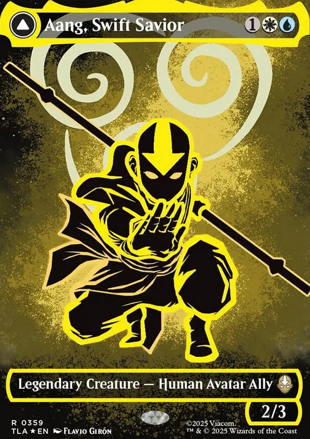 Aang, Swift Savior // Aang and La, Oceans's Fury [ #0359 Borderless Neon Ink Foil ] (TLA-R)
