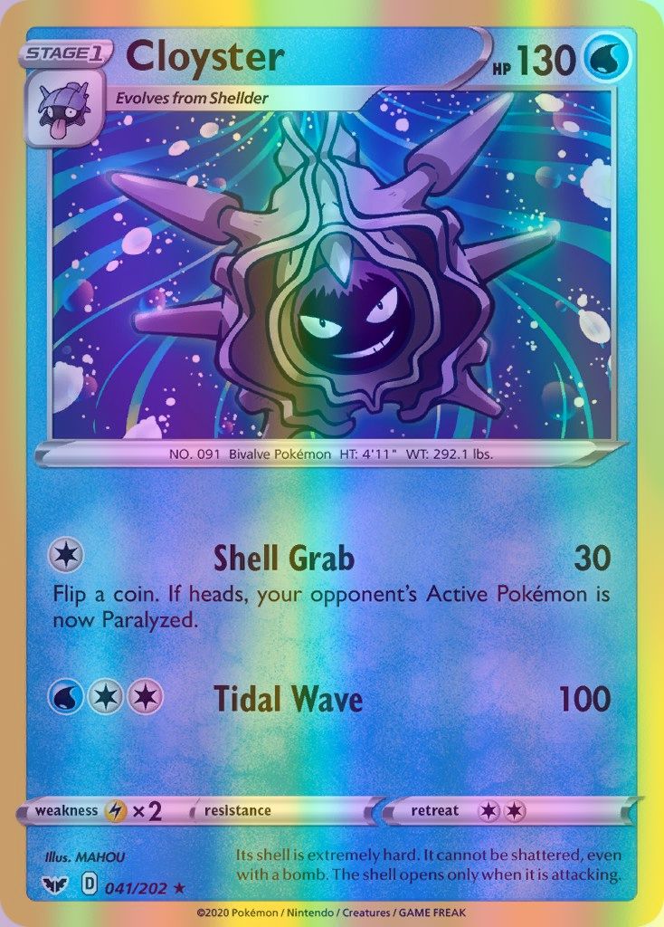 Cloyster - 041/202 (SWSH01) Rare - Near Mint Reverse Holofoil