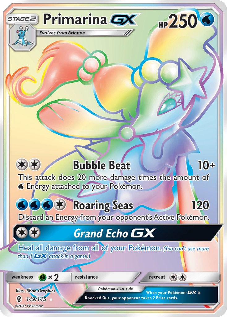Primarina GX (Secret) - 149/145 (SM:GRI) Secret Rare - Near Mint Holofoil