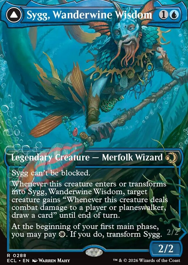 Sygg, Wanderwine Wisdom // Sygg, Wanderbrine Shield [ #0288 Borderless ] (ECL-R)