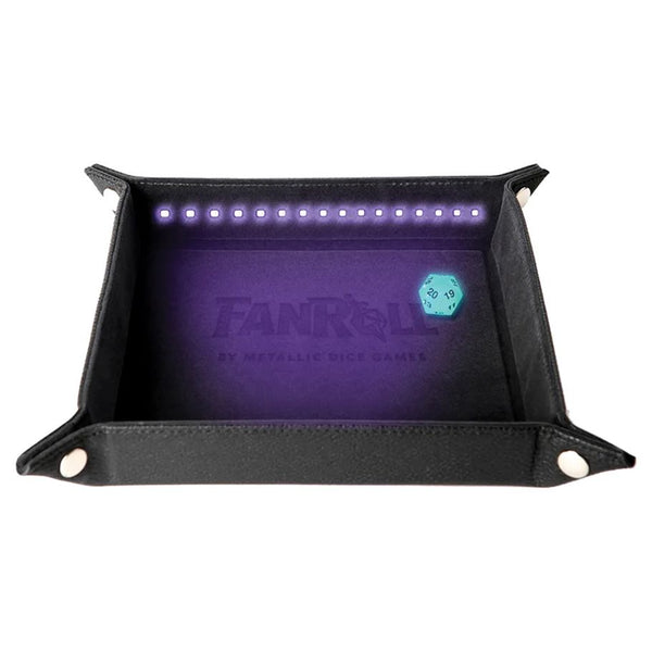 FanRoll by MDG: Folding Dice Tray - Blacklight & d20: Black