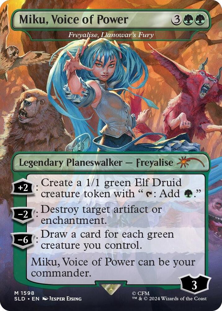 Miku, Voice of Power - Freyalise, Llanowar's Fury [#1589] (SLD-M)