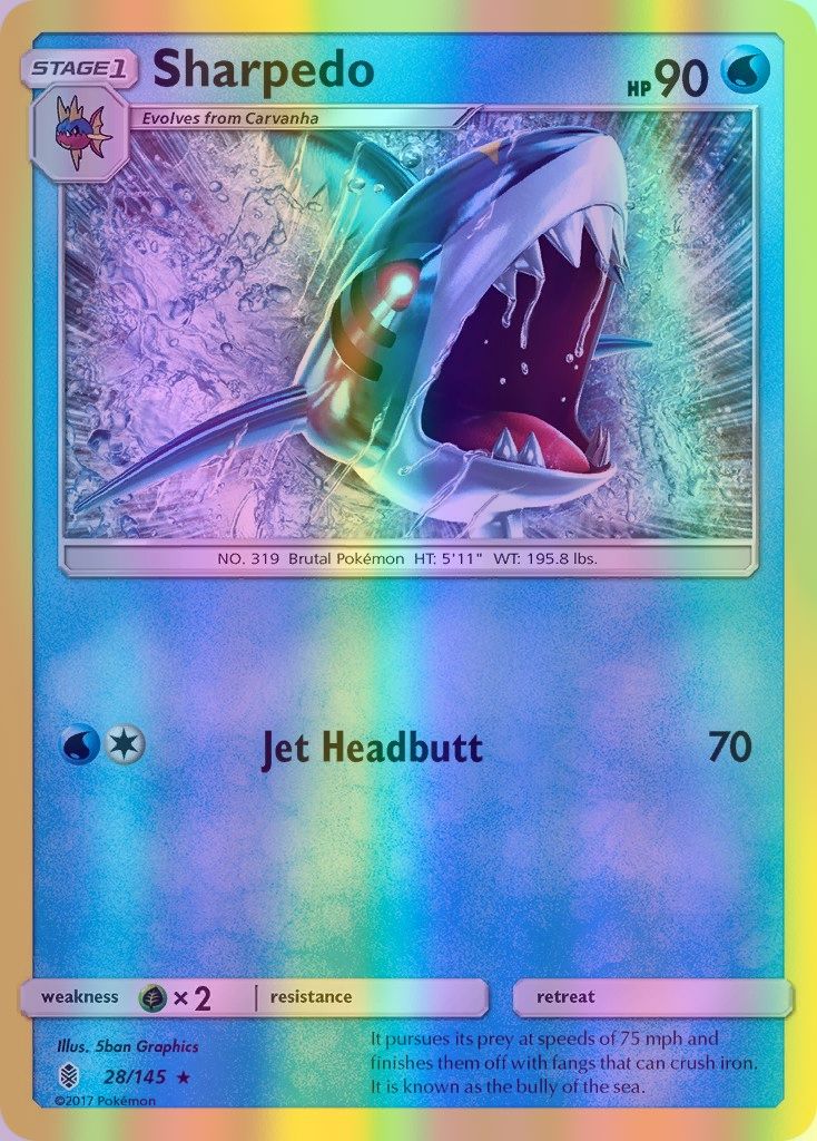 Sharpedo - 028/145 (SM:GRI) Rare - Near Mint Reverse Holofoil