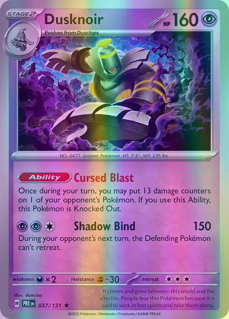 Dusknoir - 037/131 (PRE) Rare - Near Mint Reverse Holofoil
