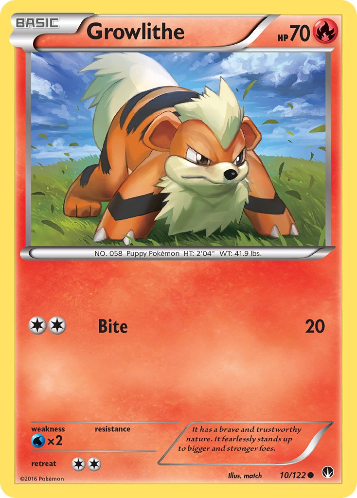 Growlithe - 010/122 (BKP) Common - Near Mint