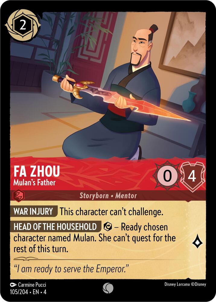 Fa Zhou - Mulan's Father (Ursula's Return 105/204) Common - Near Mint