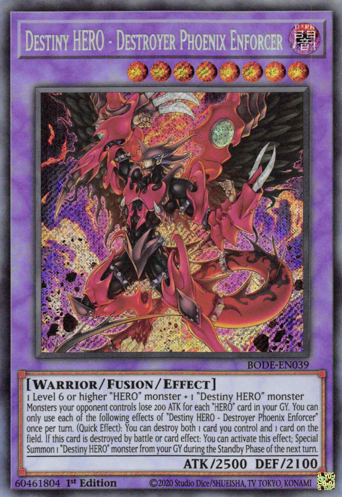 Destiny HERO - Destroyer Phoenix Enforcer (BODE-EN039) Secret Rare - Near Mint 1st Edition