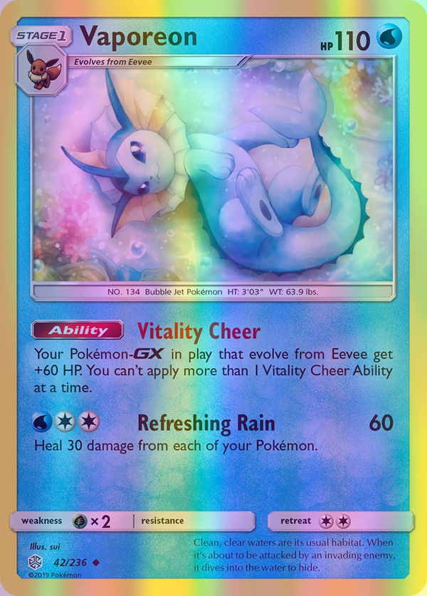 Vaporeon - 042/236 (CEC) Uncommon - Near Mint Reverse Holofoil