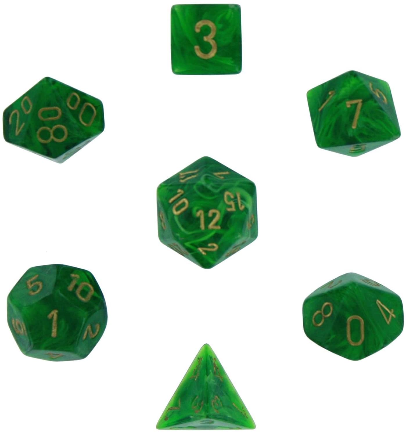 CHX27435: Vortex - Poly Set Green w/gold (7)