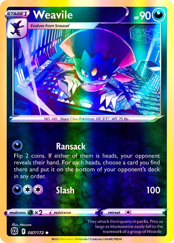 Weavile - 087/172 (SWSH09) Uncommon - Near Mint Reverse Holofoil