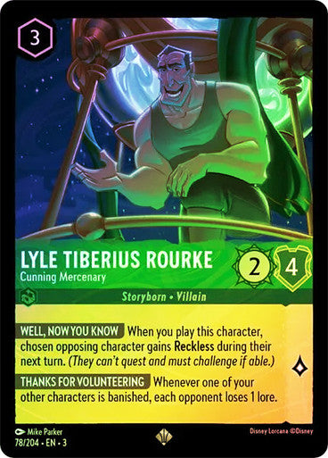 Lyle Tiberius Rourke - Cunning Mercenary (Into the Inklands 078/204) Super Rare - Near Mint Cold Foil