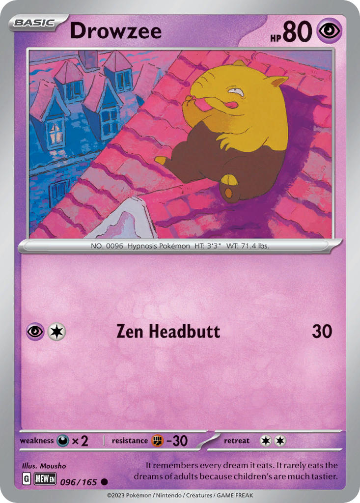 Drowzee - 096/165 (MEW) Common - Near Mint