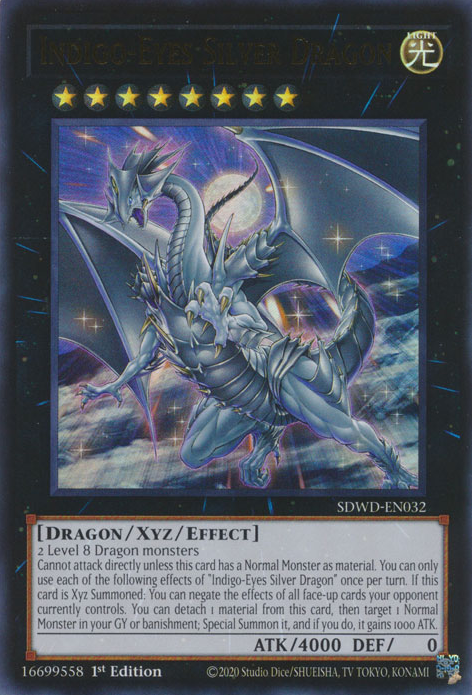 Indigo-Eyes Silver Dragon (SDWD-EN032) Ultra Rare - Near Mint 1st Edition