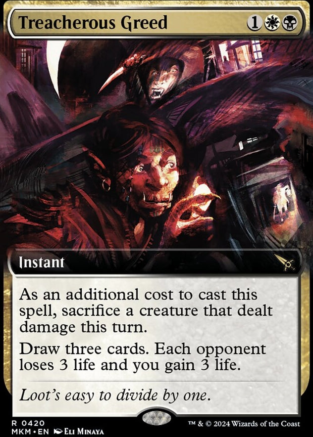 Treacherous Greed [#0420 Extended Art] (MKM-R-FOIL)