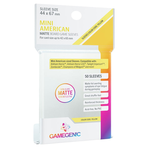 GameGenic: Matte Board Game Sleeves - Mini American (Yellow 50ct)