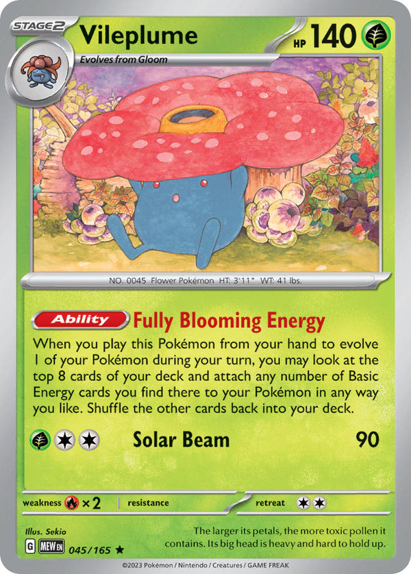 Vileplume - 045/165 (MEW) Rare - Near Mint Holofoil