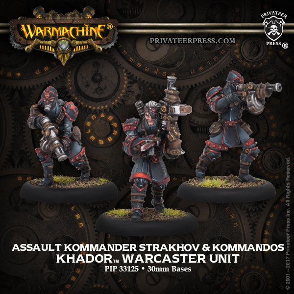 Warmachine: Khador - Assault Kommander Strakov and Kommandos, Warcaster Unit (3 Metal)