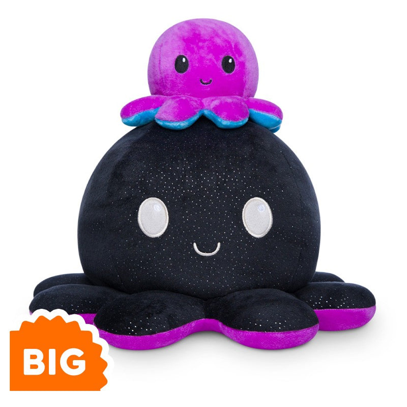 Reversible BIG Plush: Octopus - Black & Rainbow