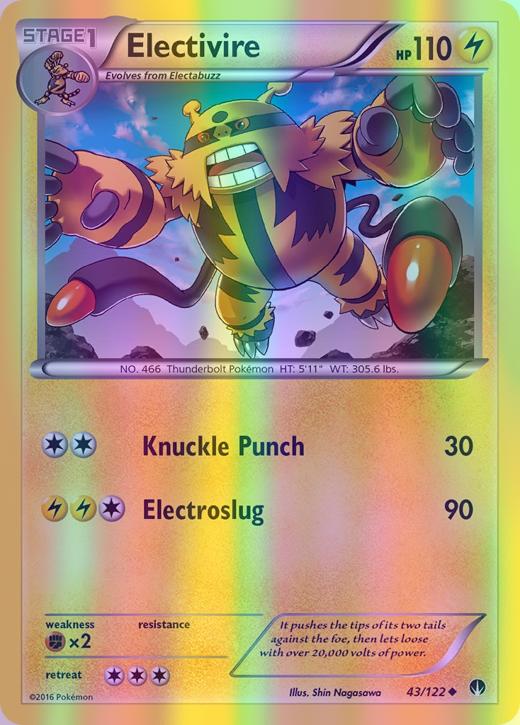 Electivire - 043/122 (BKP) Uncommon - Near Mint Reverse Holofoil