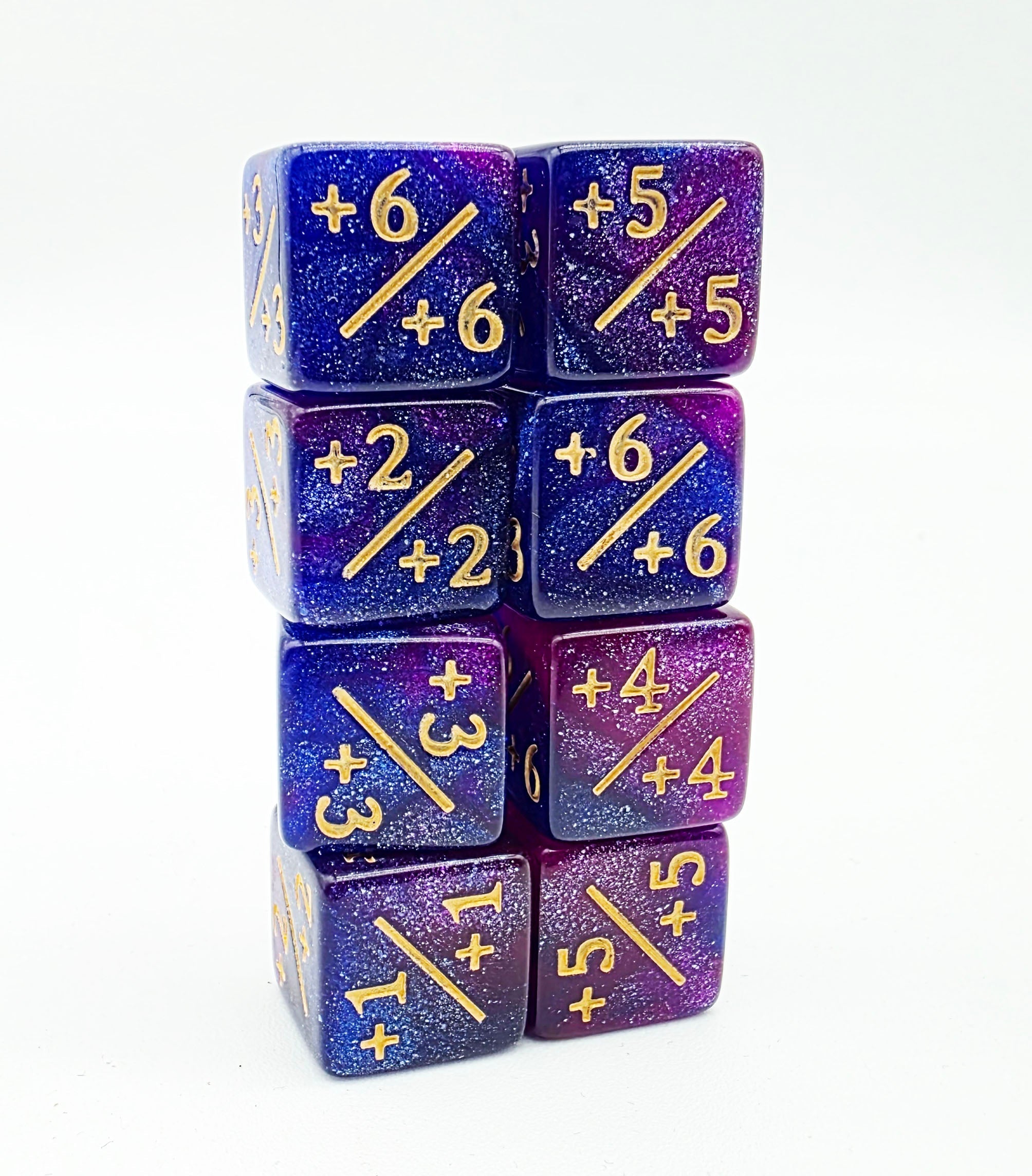 Counter Dice - Dark Blue & Purple Glitter (8)