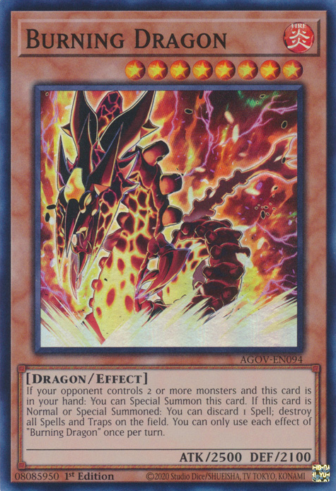 Burning Dragon (AGOV-EN094) Super Rare - Near Mint 1st Edition