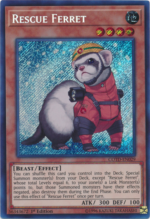 Rescue Ferret (COTD-EN029) Near Mint 1st Edition - Secret Rare