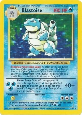 Blastoise - 2/102 (BS) Holo Rare - Heavily Played Unlimited Holofoil