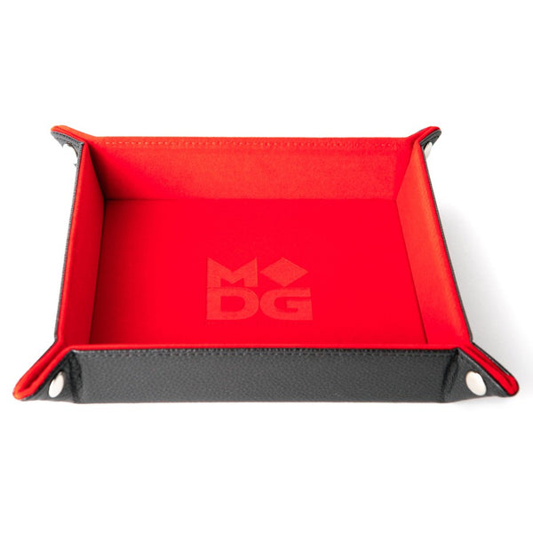 MDG: Folding Velvet Dice Tray With Leather Backing - 10x10 Red