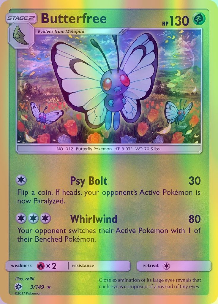 Butterfree - 003/149 (SM01) Rare - Near Mint Reverse Holofoil