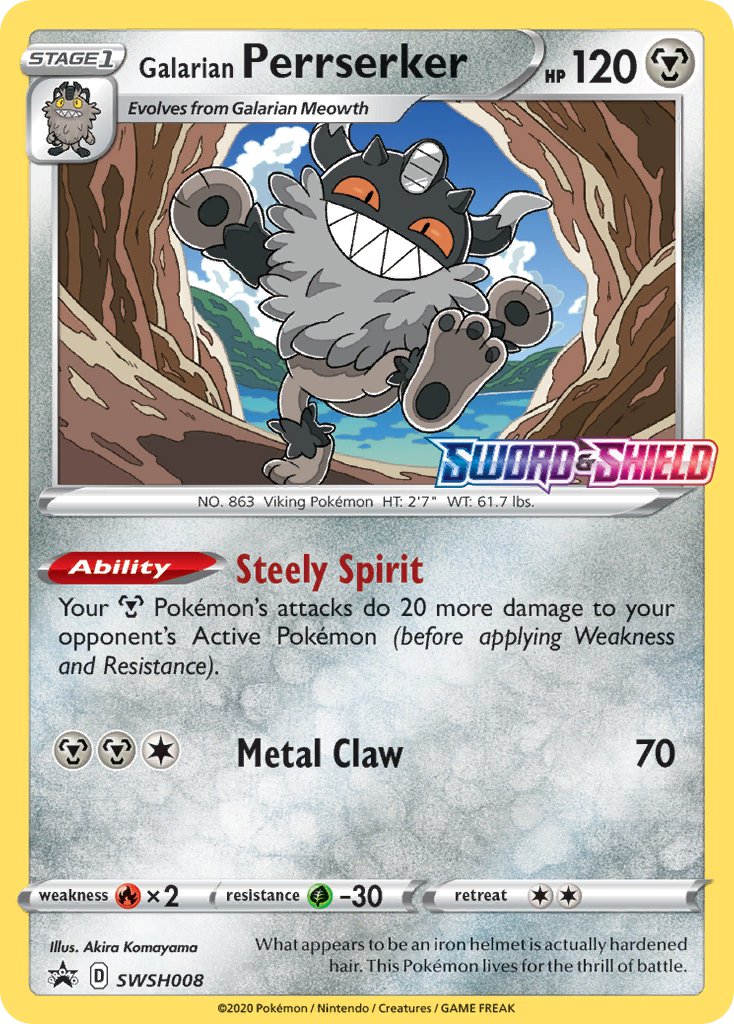 Galarian Perrserker (Prerelease) [Staff] - SWSH008 (SWSH:PR) Promo - Near Mint Holofoil