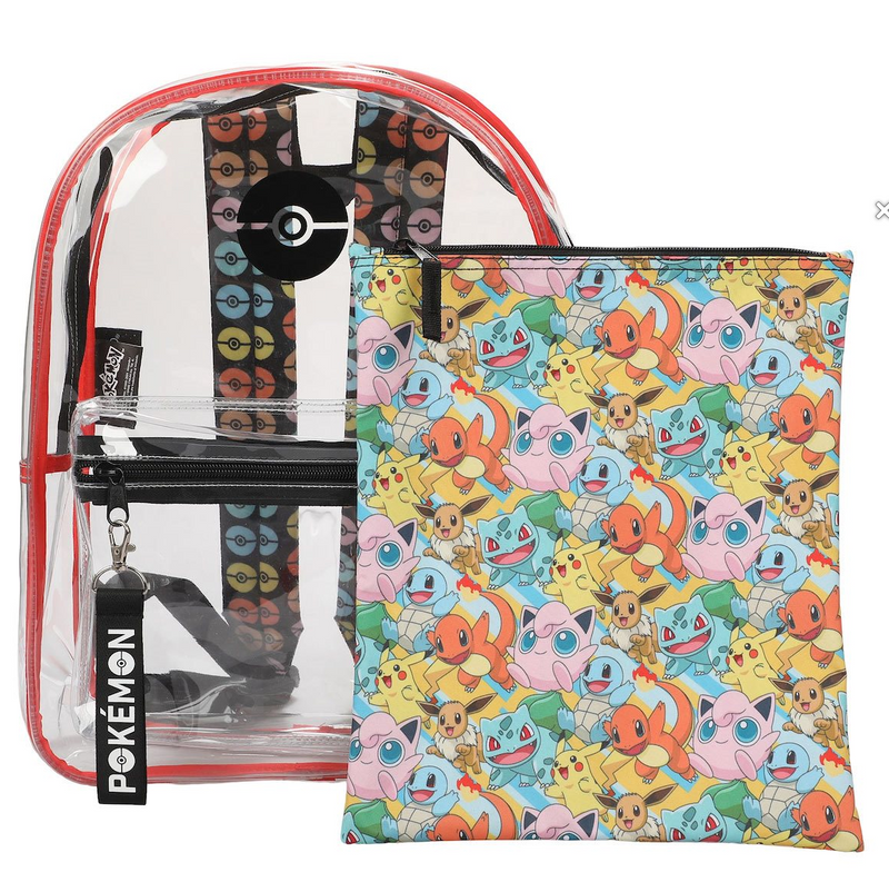 Bioworld Pokemon Clear Backpack with Utility Pocket