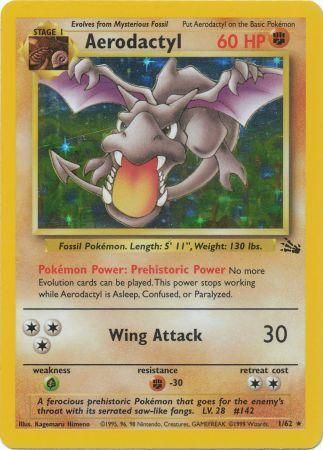 Aerodactyl - 01/62 (FO) Holo Rare -  Heavy Play Unlimited Holofoil