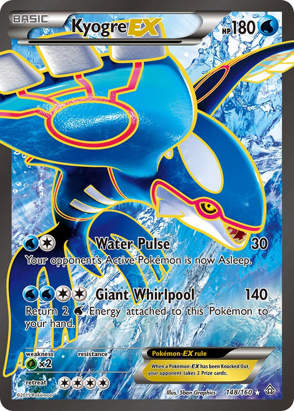 Kyogre EX (Full Art) - 148/160 (PRC) Ultra Rare - Near Mint Holofoil