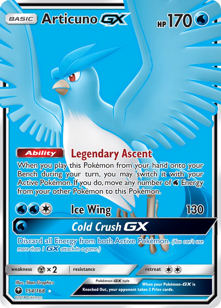 Articuno GX (Full Art) - 154/168 (CES) Ultra Rare - Near Mint Holofoil