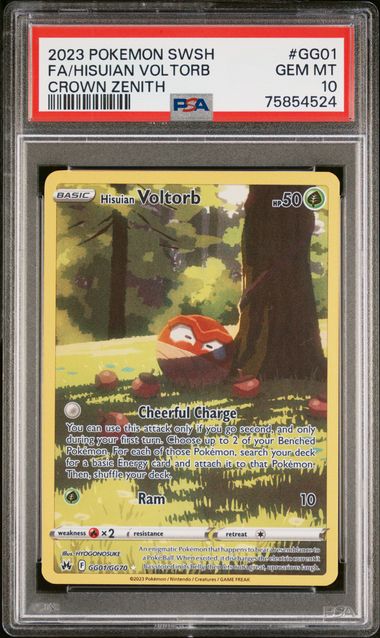 Hisuian Voltorb - GG01/GG70 (CRZ:GG) Holo Rare -  Near Mint Holofoil (PSA Graded 10)