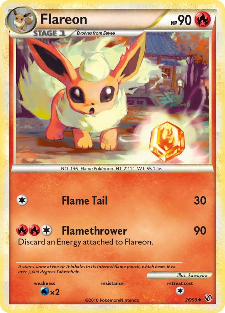 Flareon - 26/90 (UD) Reverse Uncommon - Heavy Play Reverse Holofoil