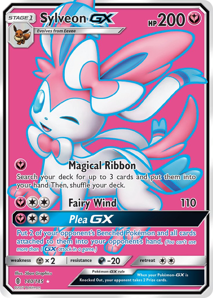 Sylveon GX (Full Art) - 140/145 (SM:GRI) Ultra Rare - Near Mint Holofoil