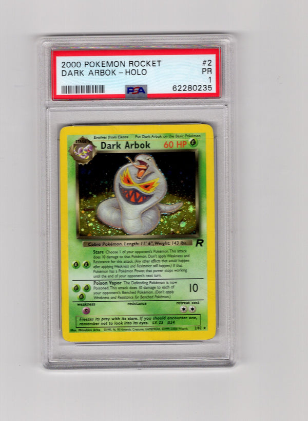 Dark Arbok - 02/82 (TR) Holo Rare - Unlimited Damaged Holofoil (Graded - PSA 1)