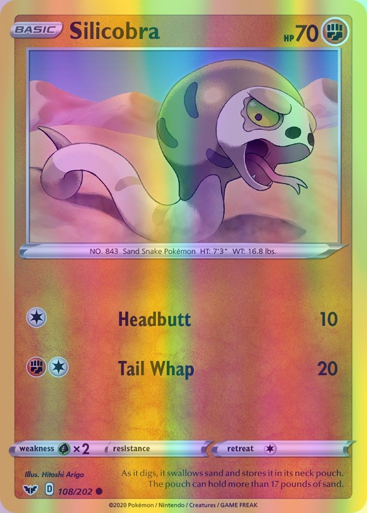 Silicobra - 108/202 (SWSH01) Common - Near Mint Reverse Holofoil