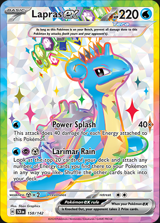 Lapras ex - 158/142 (SCR) Ultra Rare - Light Play Holofoil