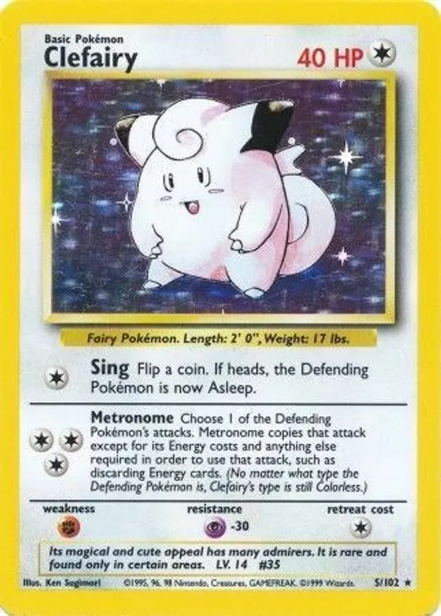 Clefairy - 005/102 (BS) Holo Rare - Light Play Holofoil